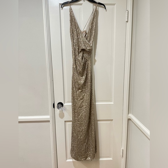 Lauren Ralph Lauren Evening Gold sequin Dress gown - Picture 9 of 17